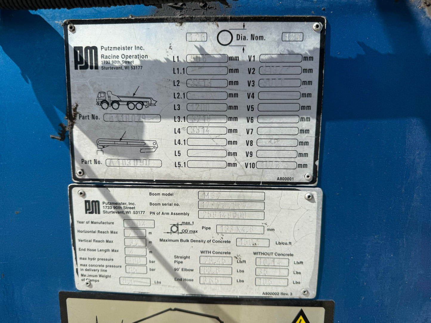 For Sale: 2004 Putzmeister 32m on 2004 Mack MR 8x4 Concrete Pump Truck