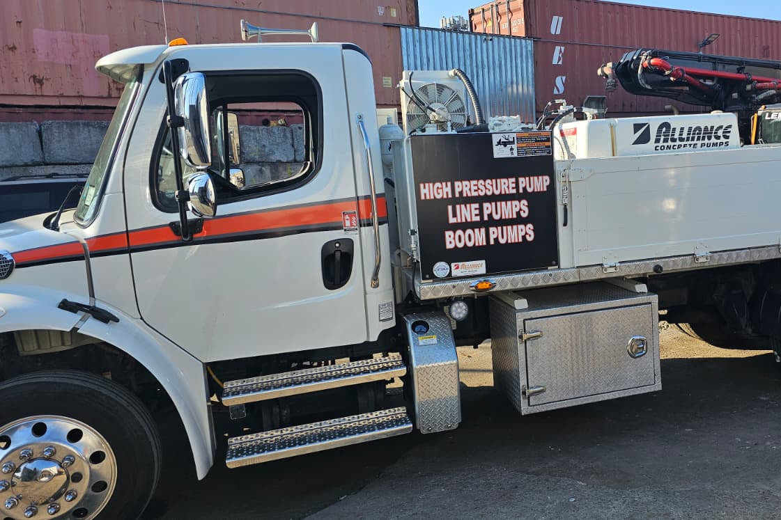 2022 Alliance JMP 60H Concrete Line Pump on 2023 Freightliner M2 Truck
