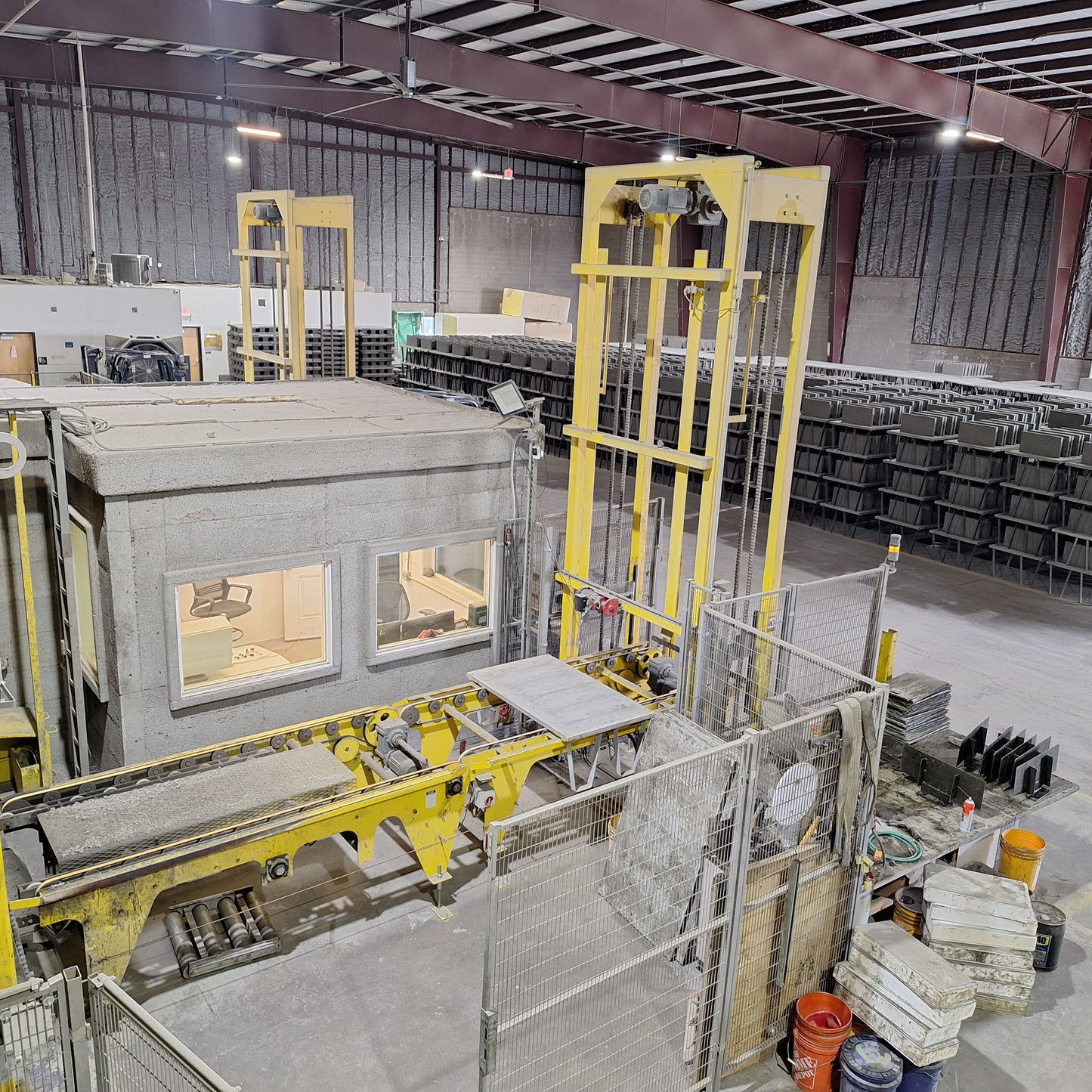 Fully Automated Concrete Block Manufacturing Line (MEC-140 ELEKTRO) + Robotic Palletizing + Wrapping + Batching & Mixing System