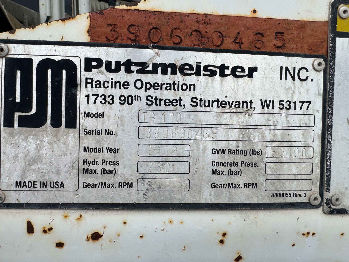 2008 Putzmeister TB-110 Telebelt Conveyor On 2007 American LaFrance Condor Truck