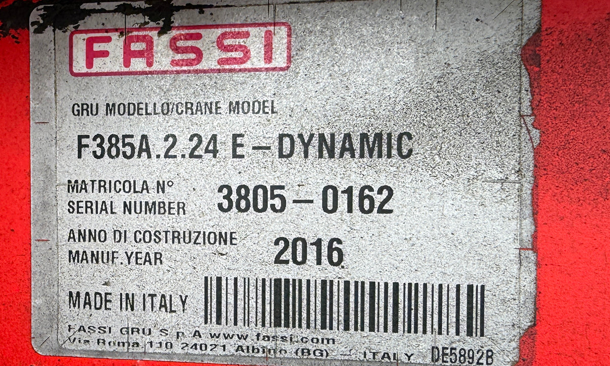 2016 Fassi F385A.2.24 Knuckle Boom Crane Mounted on 2017 Western Star 4700 SB Truck